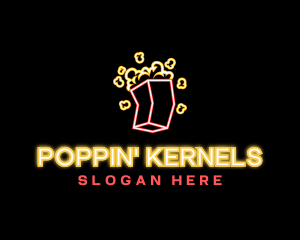 Neon Movie Popcorn logo design