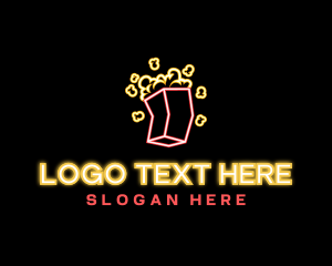 Negative - Neon Movie Popcorn logo design