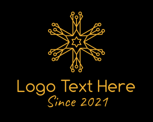Winter Season - Gold Snowflake Outline logo design