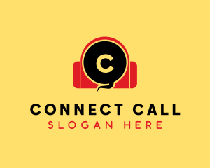 Call - Talk Chat Headphones logo design