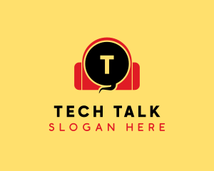 Talk Chat Headphones logo design