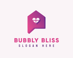 Heart Home Chat Bubble logo design