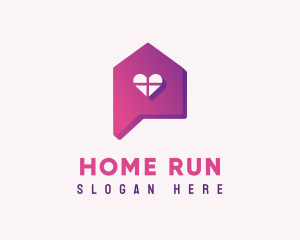 Heart Home Chat Bubble logo design