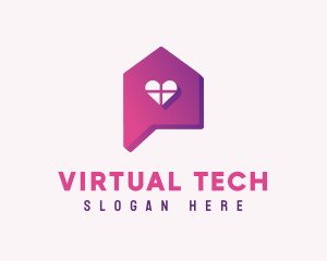 Virtual - Heart Home Chat Bubble logo design