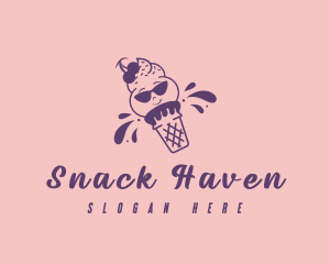 Cute Ice Cream Dessert logo design