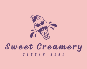 Cute Ice Cream Dessert logo design