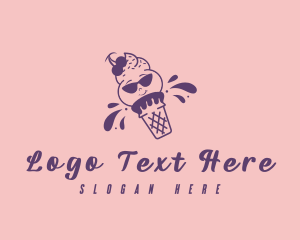 Poop - Cute Ice Cream Dessert logo design
