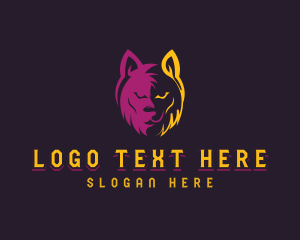 Hunter - Neon Fierce Wolf logo design