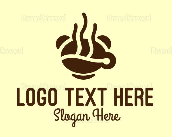 Hot Coffee Bean Drink Logo