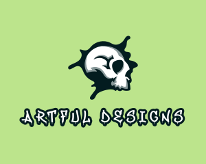 Graffiti Skull Paint logo design