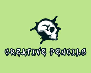 Graffiti Skull Paint logo design