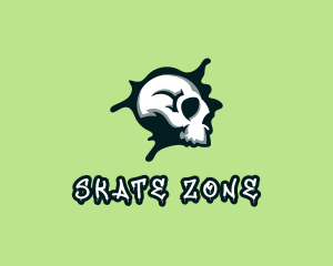 Skate - Graffiti Skull Paint logo design