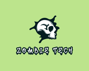 Zombie - Graffiti Skull Paint logo design