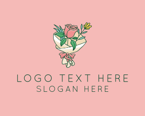 Floral Arrangement - Rose Flower Florist Bouquet logo design