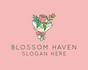 Flowering - Rose Flower Florist Bouquet logo design