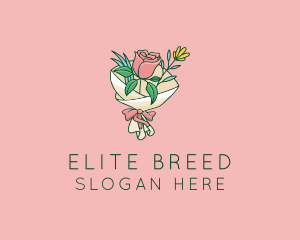 Rose Flower Florist Bouquet  logo design