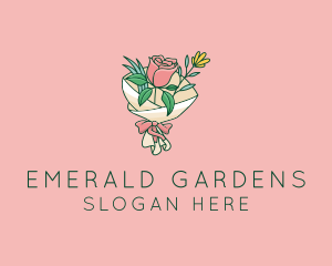 Rose Florist Bouquet  logo design