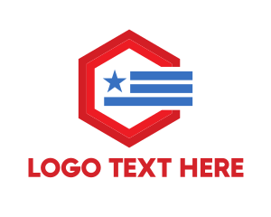 Shape - Star Stripes Hexagon logo design