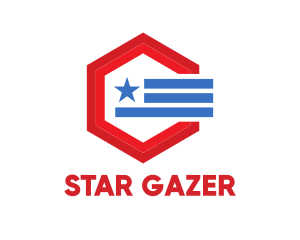 Star Stripes Hexagon logo design