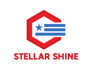 Star Stripes Hexagon logo design