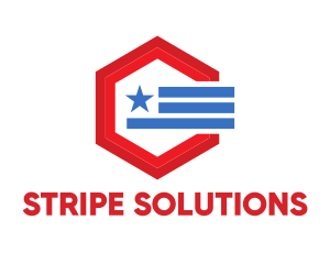 Stripe - Star Stripes Hexagon logo design