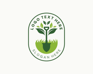Soil - Grass Leaf Shovel logo design
