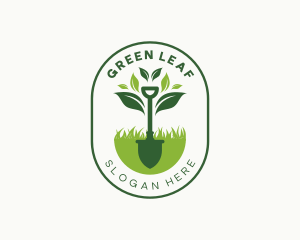 Grass Leaf Shovel logo design