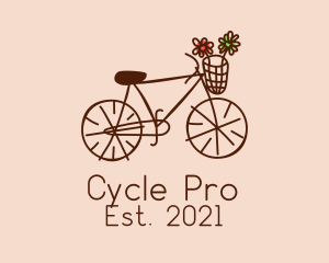 Biking - Minimalist Bike Flowers logo design