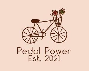 Minimalist Bike Flowers logo design