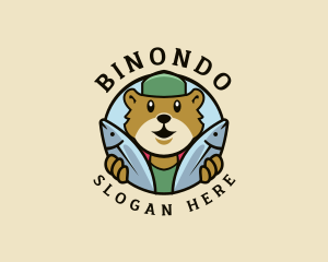 Salmon - Fishing Bear Animal logo design