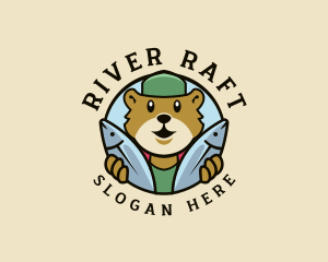 Fishing Bear Animal logo design