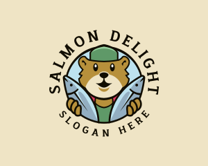 Salmon - Fishing Bear Animal logo design