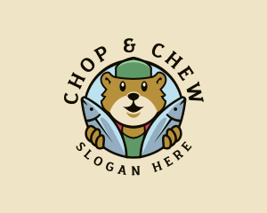 Seafood - Fishing Bear Animal logo design
