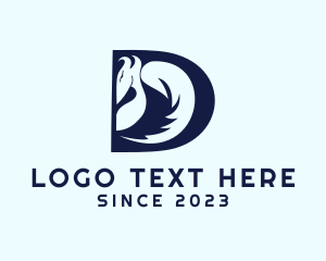 Chinese - Blue Dragon Letter D logo design