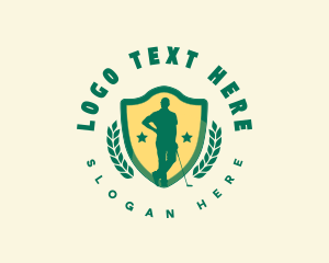 Golfer Shield Wreath Logo