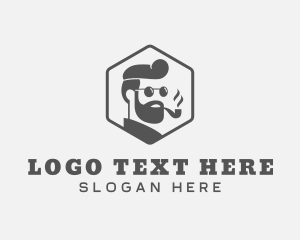 Beard - Hipster Smoking Pipe logo design