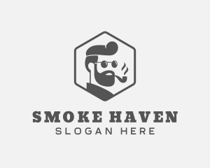 Hipster Smoking Pipe logo design