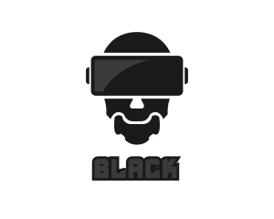 Black VR Robot logo design