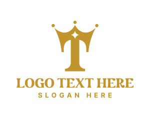 Shape - Gold Crown Letter T logo design