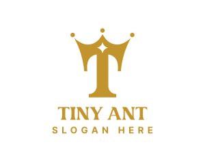 Gold Crown Letter T logo design