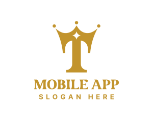 Shape - Gold Crown Letter T logo design
