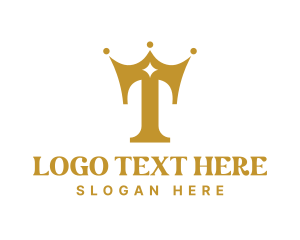 Alphabet - Gold Crown Letter T logo design