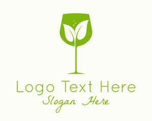 Herbal Product - Leaf Wine Glass logo design