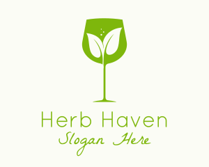 Herbs - Leaf Wine Glass logo design