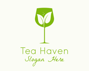 Herbal Tea - Leaf Wine Glass logo design