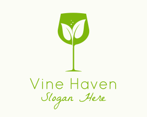 Leaf Wine Glass logo design