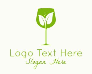 Herbal Drink - Leaf Wine Glass logo design