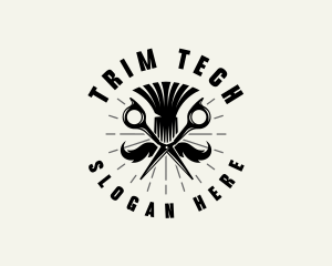 Trim - Barbershop Scissors Mustache logo design