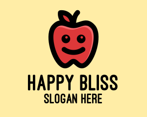 Cute Happy Apple  logo design