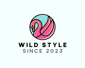 Swan Flamingo Aviary logo design